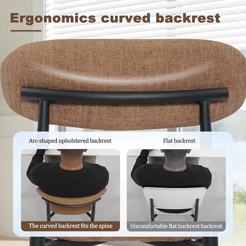 FREKEN Modern Upholstered Dining Chairs Set of 4, Mid-Century Metal Frame Lin...