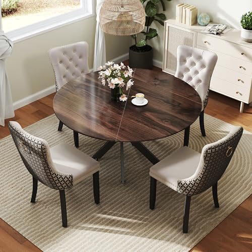 RGZ 5 Pieces Mid Century Modern Wood Dining Table Set, Retro Rustic Farmhouse...