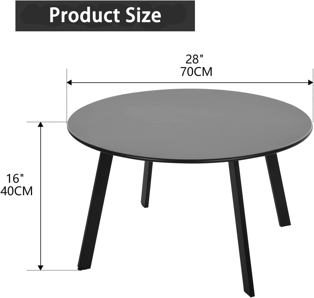 Patio Coffee Table - Metal Steel Outdoor Round Table Weather Resistant Anti-R...