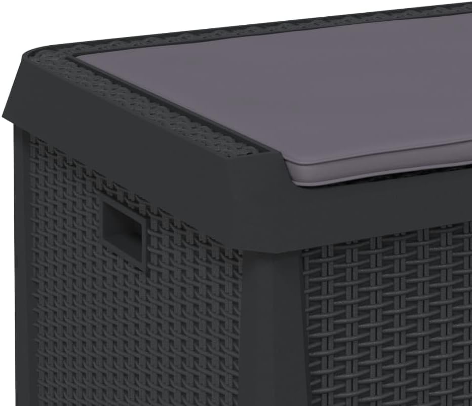 Anthracite Garden Storage Box 125L Polypropylene Medium Outdoor Patio Seat wi...