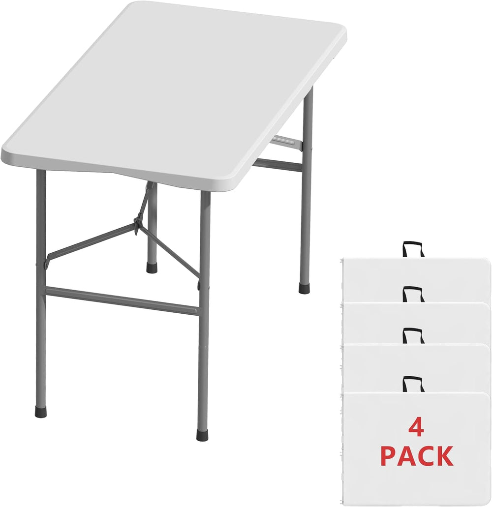 4FT Folding Tables – Heavy Duty Portable Foldable Picnic Table with Built-in ...