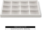 Velvet Stackable Jewelry Display Tray, 12 Grid Watch Bangle Bracelet Storage Tray, Makeup Drawer Insert Jewelry Shop Organizer Plate (White)