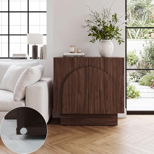 Ya-Home Walnut Sideboard Buffet Cabinet with Storage, 31.5” Modern Sideboard ...