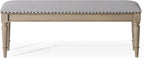 Maven Lane Elizabeth Traditional Wooden Upholstered Bench, Padded Seat for Kitchen Dining Room Table or Entryway in Antiqued Grey Finish