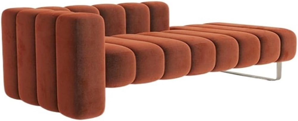 Modern Orange Bedroom Bench Velvet, Upholstered End of Bed Tufting Indoor wit...