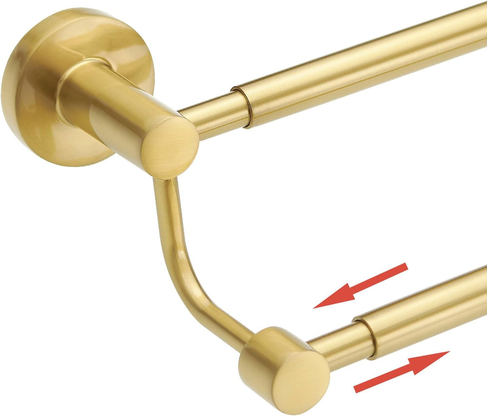 BESy Double Towel Bar Towel Rack for Bathroom Wall Mounted Brushed Gold