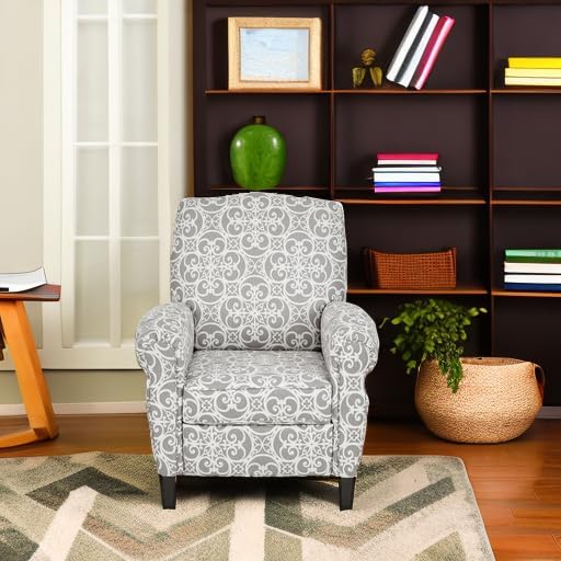Madison Park Kirby Recliner Chair - Solid Wood, Plywood, Rolled Back Button T...