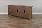 Pemberly Row Doe Valley 70" Transitional Wood TV Cabinet, Taupe Brown Finish, Mahogany Solids and Veneers, Adjustable Shelves, Cord Management, Fits TVs Up to 80", Living Room Media Console
