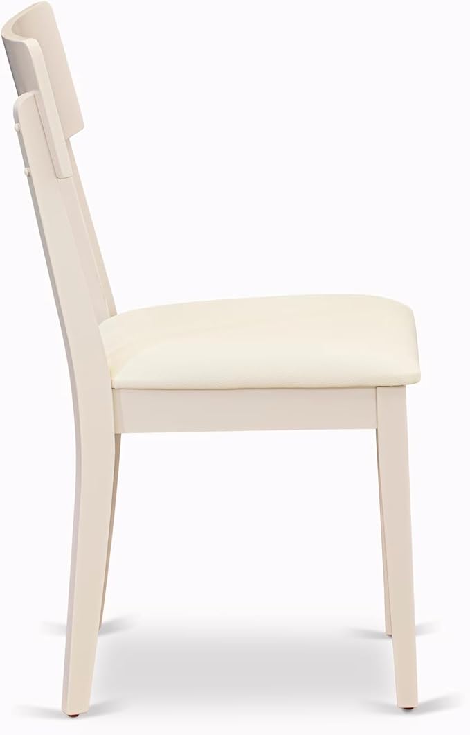 East West Furniture BOAD5-LWH-LC 5 Piece Dining Room Furniture Set Includes a Round Kitchen Table and 4 Faux Leather Upholstered Dining Chairs, 42x42 Inch, Linen White