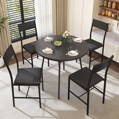 Pamapic Round Dining Table Set for 4, Kitchen Table and Chairs for 4, Dining ...