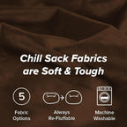 Chill Sack Bean Bag Chair - 5' Giant Memory Foam Lounge Chair with Soft Microfiber Cover – Cozy Furniture for Living Room, Dorm, & Kids' Rooms – Comfortable 5 Ft, Microsuede Lounge Sofa, Chocolate