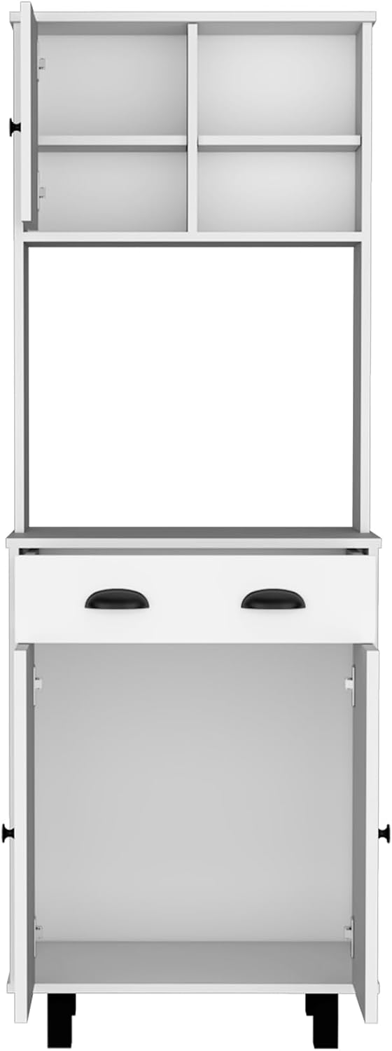 67 Inch High Kitchen Pantry with Two Cabinets, Two Shelves, and One Drawer | ...
