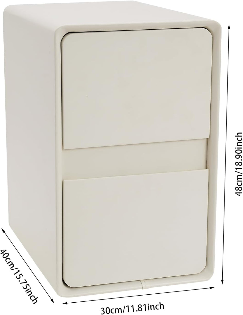 Modern Bedside Table, Minimalist Nightstand Small Narrow Side Table with 2 Dr...