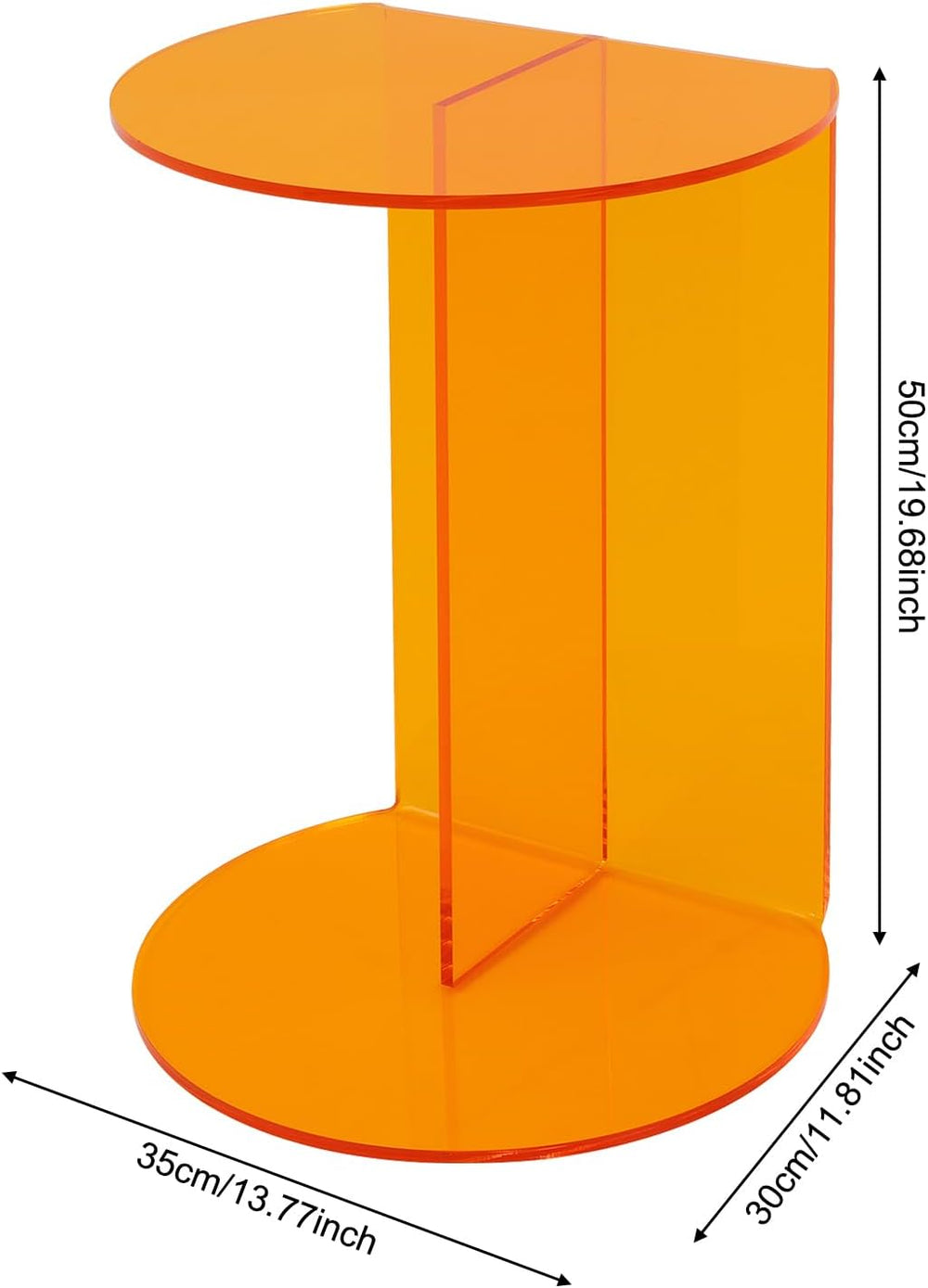 Side Table, Acrylic End Table with Storage Shelf, Floorstanding Nightstand wi...