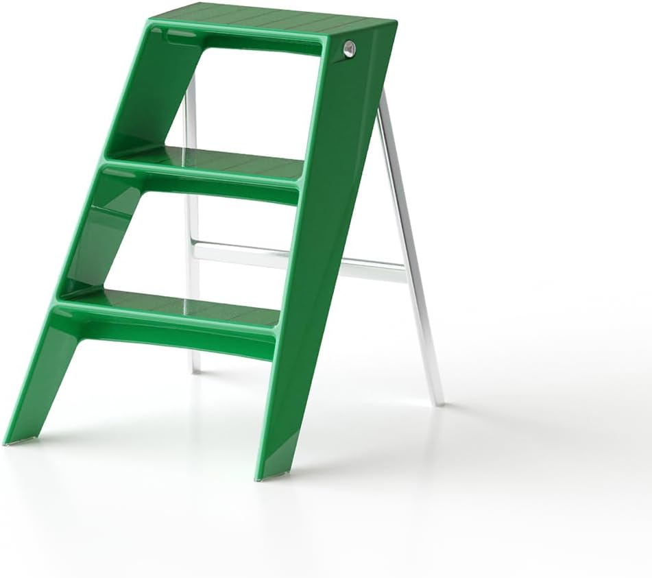Home Folding Ladder Frame Indoor (Green) Multi Functional Thick Folding Ladder Stool Simple Creative Anti Slip Plastic Edge Table Ladder Frame