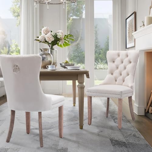 Velvet Upholstered Dining Chairs Set of 8, Modern Style Kitchen Side Chairs w...
