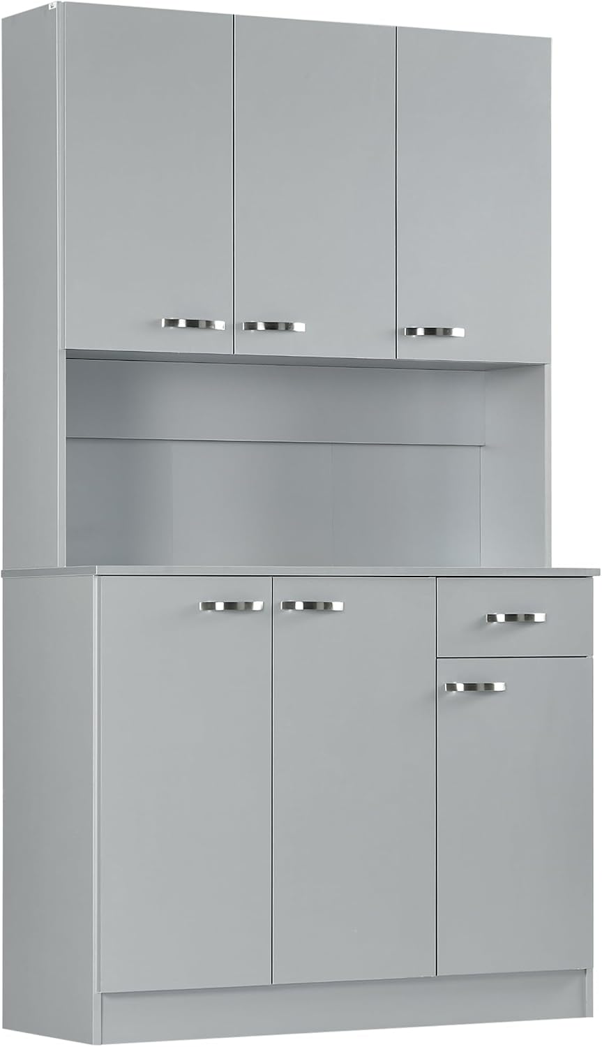 Spaco 71" Kitchen Pantry Cabinet,Modern Food Storage Cabinet with Microw...