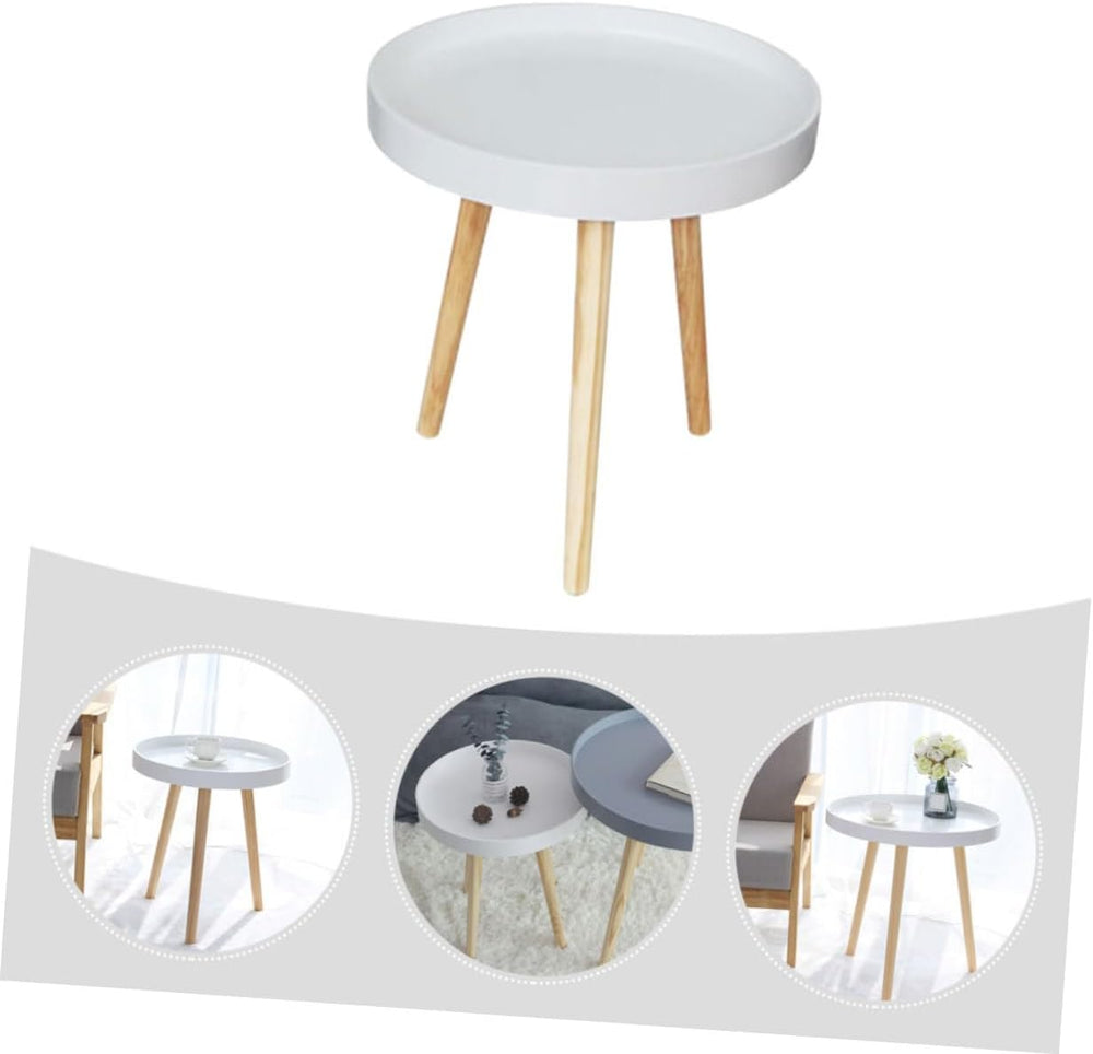 Homoyoyo Nordic Style Small Round Side Table White Mini Sofa End Table for Li...