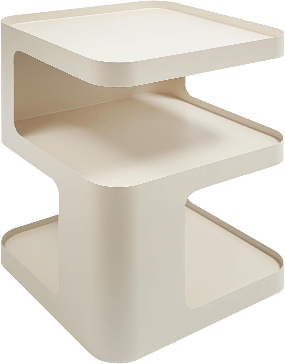 Modern End Tables 3 Tier Small Nightstand Metal Side Table with Storage Accen...