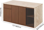 homary 72" Kitchen Island LED & Waterfall Edge - Modern Stationary Large Kitchen Cabinet with 3 Doors, 2 Drawers & Trash Storage, Adjustable Shelves (Matte Travertine & Walnut, Engineered Wood Top)
