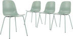 Mid Century Kitchen Chairs Set of 4,Green Plastic Dining Chairs Outdoor Chairs with Metal Legs for Living & Dining Room(4pc,Mint Green)