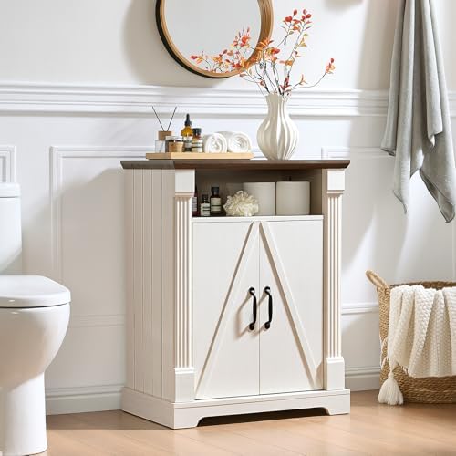 BuildHom 24" Farmhouse Storage Cabinet with Barn Doors, Coffee Bar Cabinet