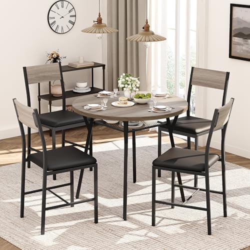 Pamapic Round Dining Table Set for 4, Kitchen Table and Chairs for 4, Dining ...