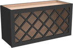 Solid Wood RTA Wine Bottle Rack Wall Cabinet with Lattice Panels Wine Storage for Bar, Pantry, Cellar, Countertop - Mocha (Charcoal Black, 36'W 12'D 18'H)
