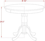 East West Furniture AMAB3-LWH-02 3 Piece Dining Room Furniture Set Contains a Round Dining Table with Pedestal and 2 Light Beige Linen Fabric Upholstered Chairs, 36x36 Inch, Linen White