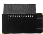 Premium Jewelry Roll Organizer for 16 Necklaces 55cm x 29cm Metal Snap & Velcro Closure - Ideal for Travel and Storage (Black with golden corner)