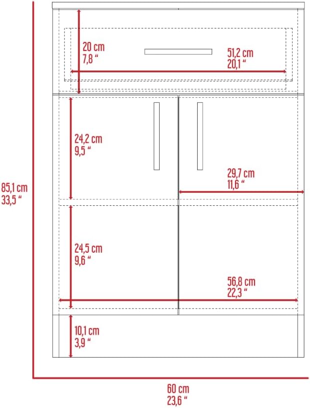 23.6" D*15.9" W*33.5" H Freestanding Storage Cabinet with Dawe...
