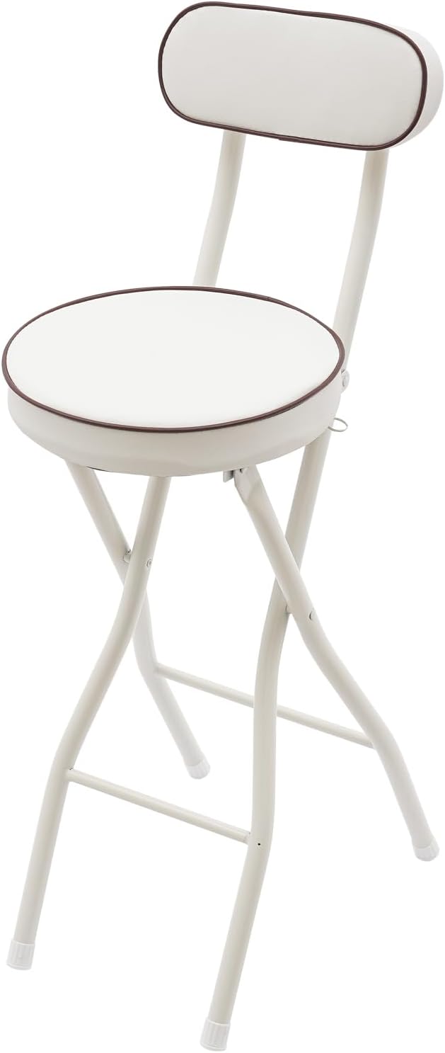 2 Pcs Folding Bar Stool with Backrest, 25.6 Inch Tall Foldable Stool Chair wi...