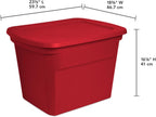 Sterilite 18 Gallon Plastic Stackable Storage Tote Container, Seasonal Home Decor, and Garage Organizer Bin with Lid, Red (8 Pack)