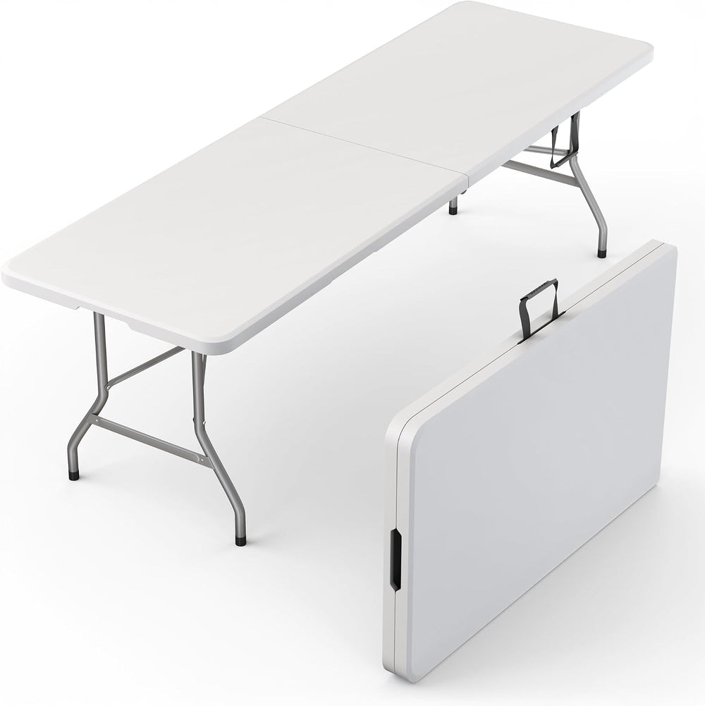 Our Modern Space 8 Feet Foldable Table with Built in Handle & Steel Legs ...