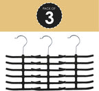 3-Pack Non-Slip Velvet Tie Hanger Organizer Rack by Home Basics | 360° Rotatable Hook | Holds 12 Ties Each | Versatile for Belts and Scarves | Slim Design