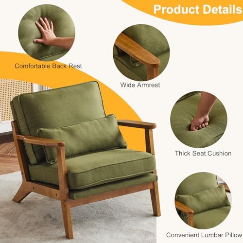Karl home Mid-Century Lounge Accent Chair, Green
