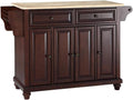 Pemberly Row Modern Natural Wood Top Kitchen Island in Mahogany