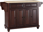 Pemberly Row Modern Natural Wood Top Kitchen Island in Mahogany