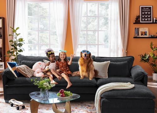 ELUCHANG 153" Oversized Modular Sectional Sofa, Comfy Chenille Cloud Cou...