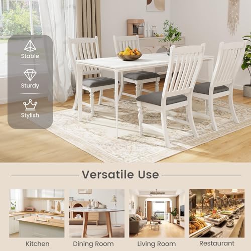 GIANTEX Wood Dining Chairs Set of 4, Farmhouse Kitchen Chairs, White