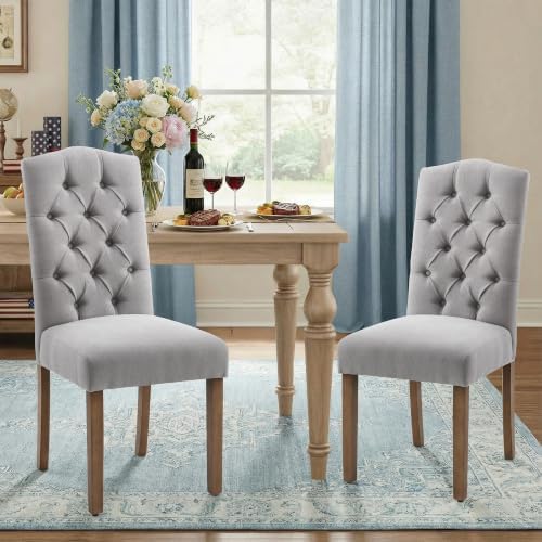 Tufted Dining Chair Fabric Button Upholstered Modern Kitchen Diner Set of 4