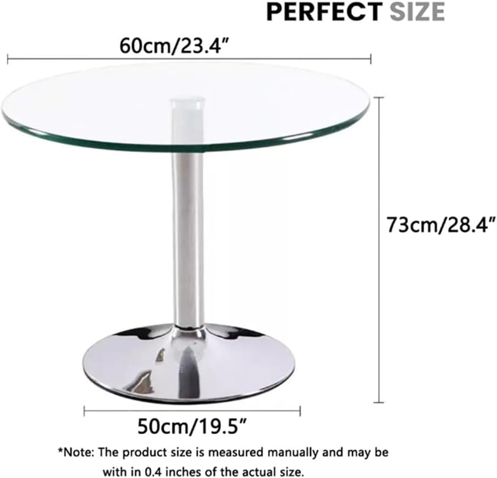 23.4" Round Glass Dining Table, Modern Circular, Sturdy Base and Perfect...