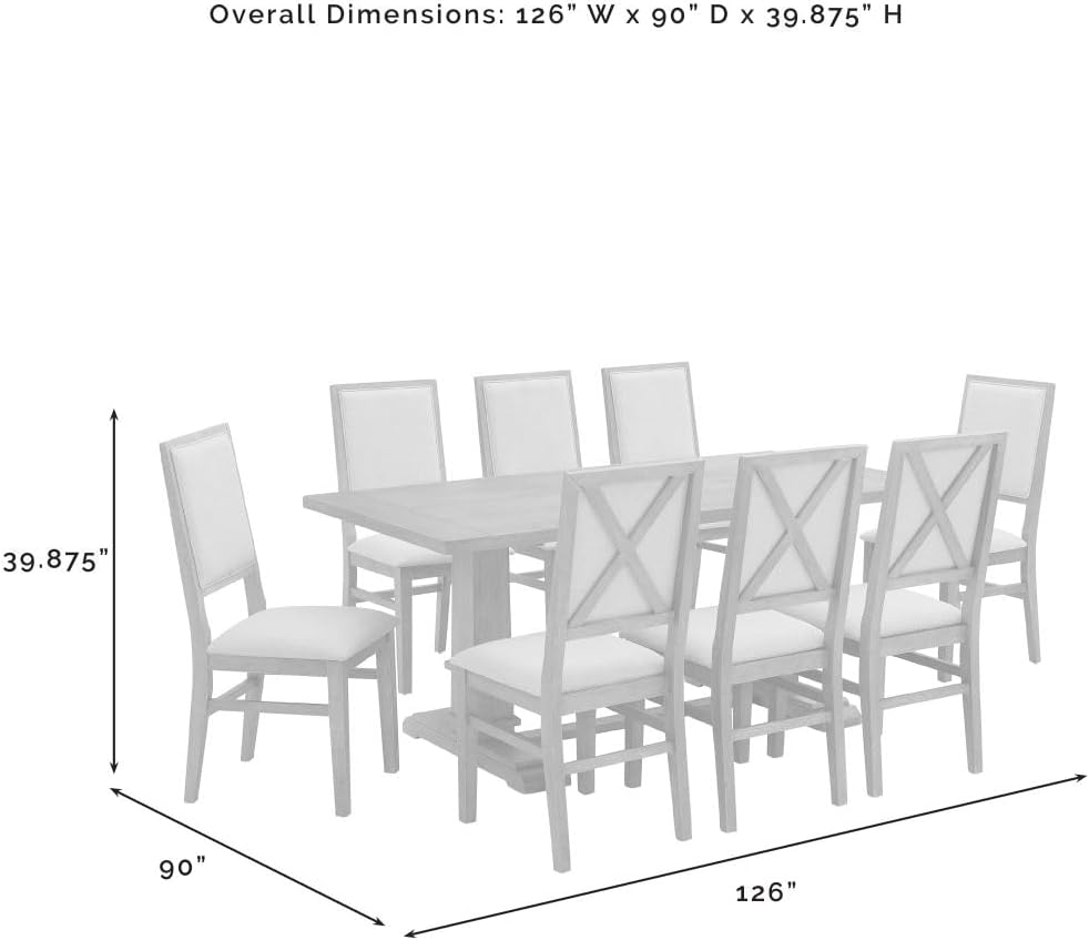 Crosley Furniture Joanna 9-Piece Modern Farmhouse Dining Table Set for 8 with...