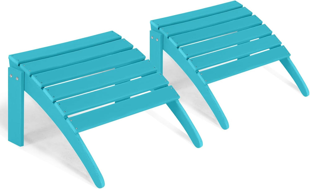 Adirondack Ottoman Set of 2, HDPE All Weather Patio Ottomans, Outdoor Footres...