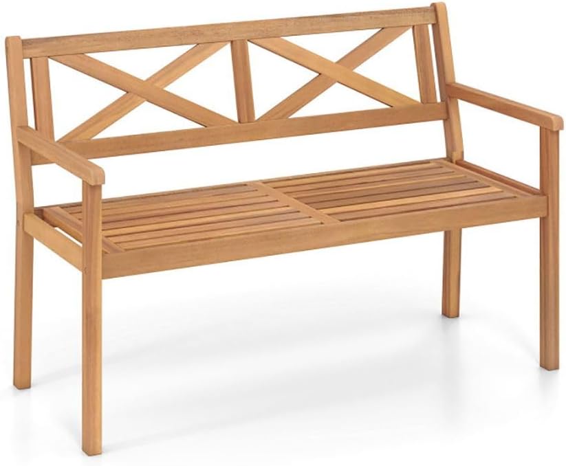 Acacia Wood 2-Person Porch Chair Armrests Backrest 44in Seat Width 800lb Capa...