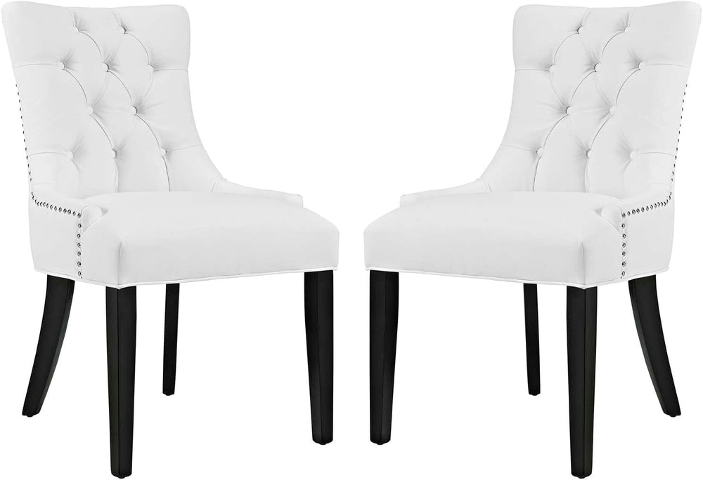 Modway Regent Modern Tufted Faux Leather Upholstered Two Dining Chairs with N...