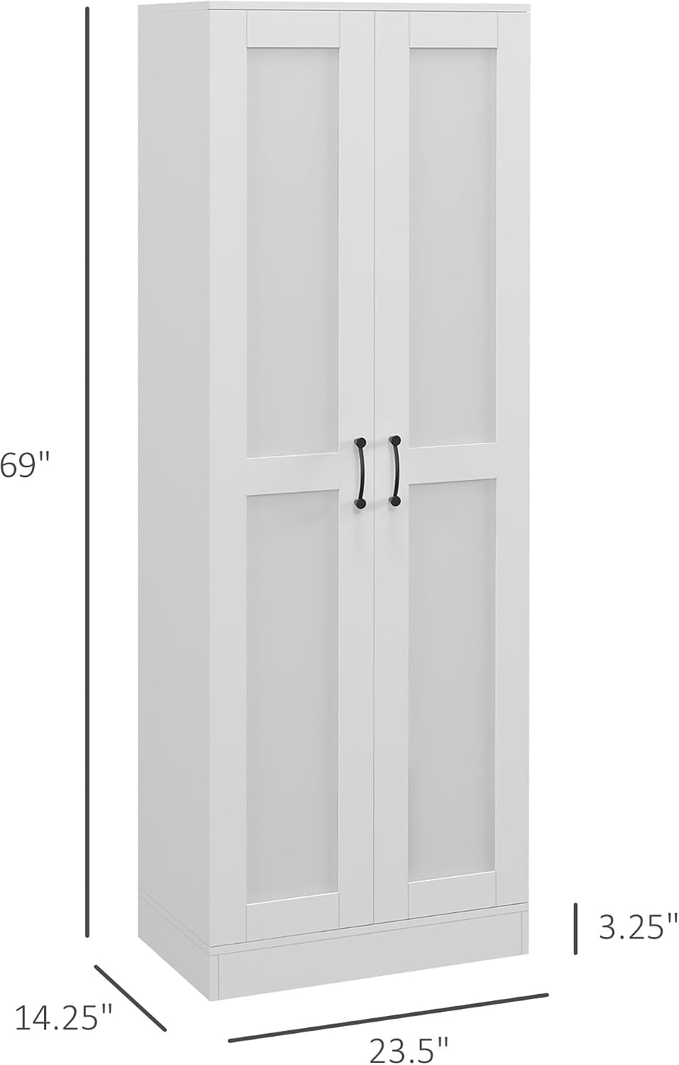 HOMCOM 69" Tall Storage Cabinet Movable Shelves Soft Close Doors White |...