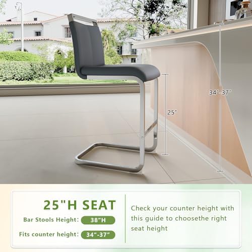 Counter Height Bar Stools Set of 4 - Grey Bar Stools for Kitchen Island,25...