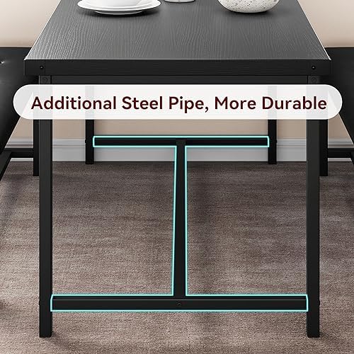 IDEALHOUSE Dining Table Set for 4, Kitchen Table with Upholstered Bench, 3 Pi...
