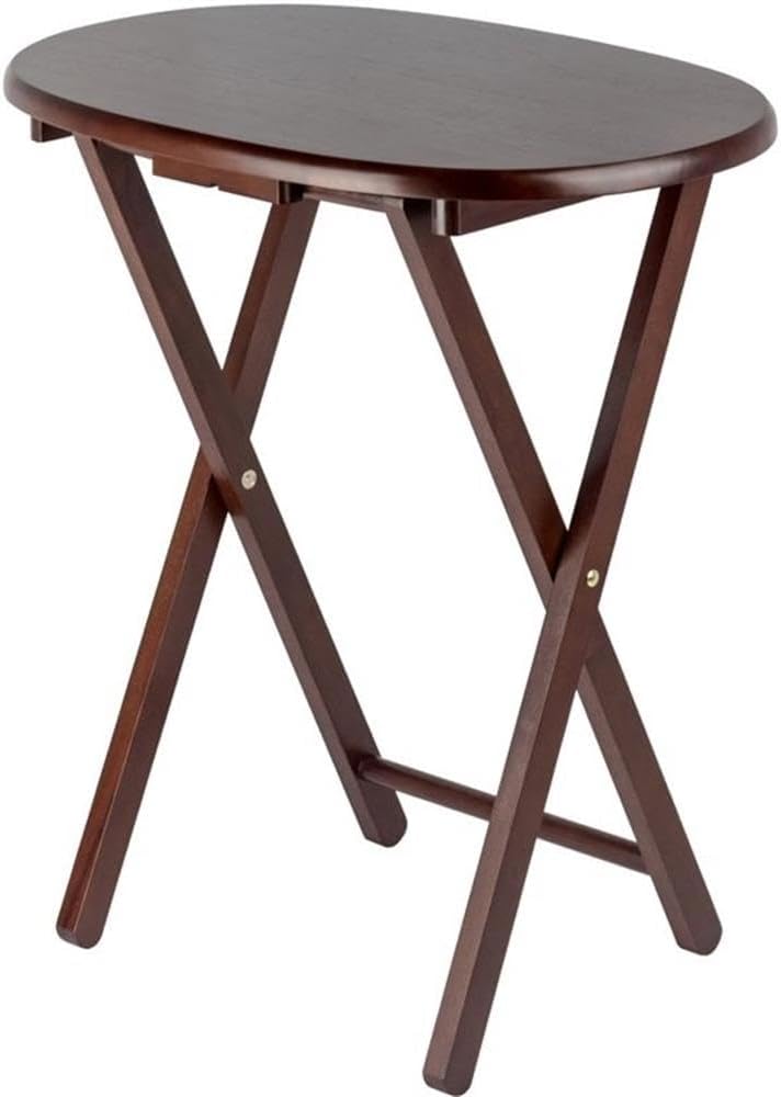 Pemberly Row 5-Piece Solid Wood Snack Table Set, Oval Shape, Cappuccino Finis...